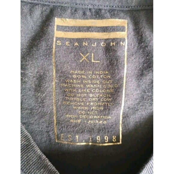 Sean John T-Shirt Men's XL Safety Pinned Rhino Gray Short Sleeve - Picture 6 of 9
